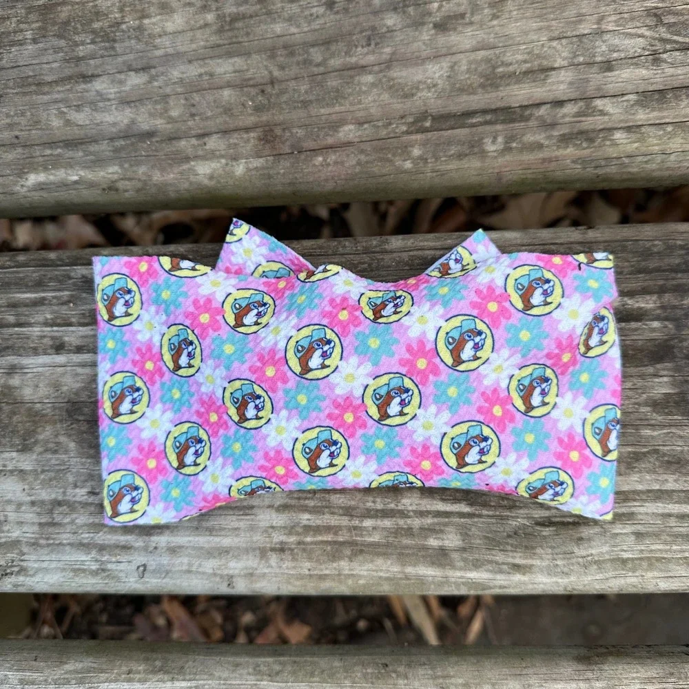 Buc-ee's Kids Bow Headband‎ Flower Print Bucee Beaver Character Cute Accessory